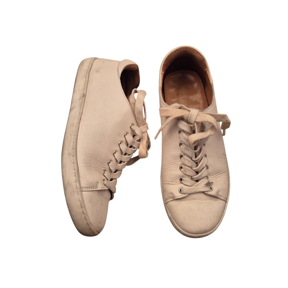 Sezane Souliers Cream Leather Low Top Minimalist Sneakers Womens Sz 35 EU / 5 US